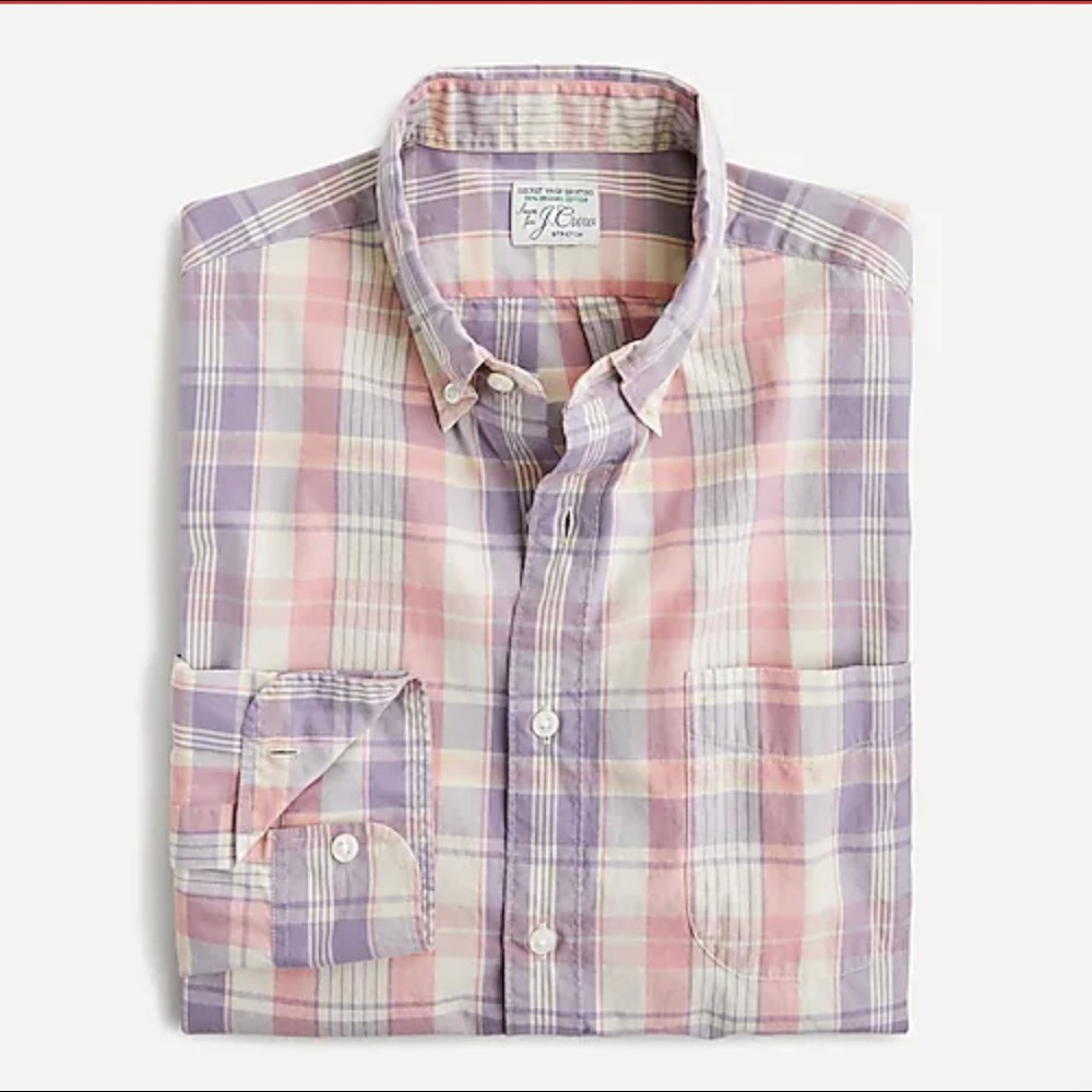 JCrew Stretch Secret Wash Poplin Shirt in Gingham